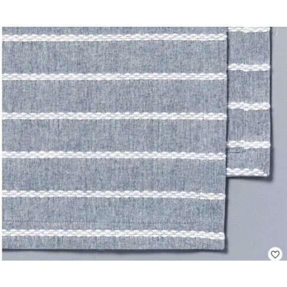 Hearth & Hand™ with Magnolia Blue Stripe Table Runner Dobby Woven Faded Blue New - Picture 4 of 6